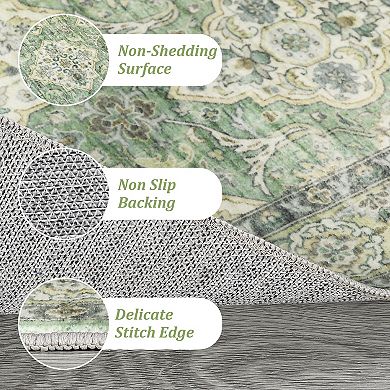Medallion Area Rug Machine Washable Non Shedding Pet Friendly Stain Resistant Carpet for Bedroom