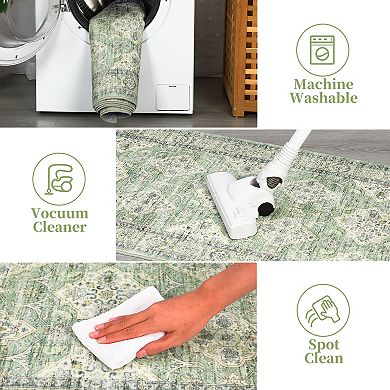 Medallion Area Rug Machine Washable Non Shedding Pet Friendly Stain Resistant Carpet for Bedroom