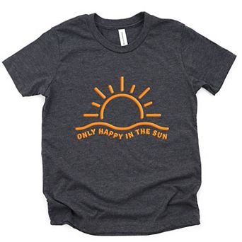 Only Happy In The Sun Puff Print - Youth Short Sleeve Graphic T-Shirt