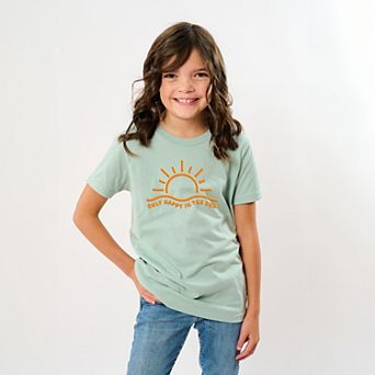 Only Happy In The Sun Puff Print - Youth Short Sleeve Graphic T-Shirt
