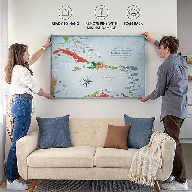 Wanderer I Push Pin Caribbean Map