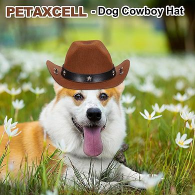 1Pc Dog Cowboy Hat for Pet with Chin Strap Adjustable Cosplay
