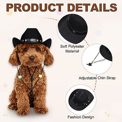 1Pc Dog Cowboy Hat for Pet with Chin Strap Adjustable Cosplay