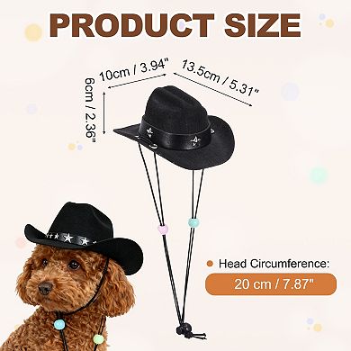 1Pc Dog Cowboy Hat for Pet with Chin Strap Adjustable Cosplay