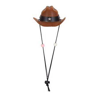 1 pc Dog Cowboy Hat for Pet with Chin Strap Adjustable Cosplay