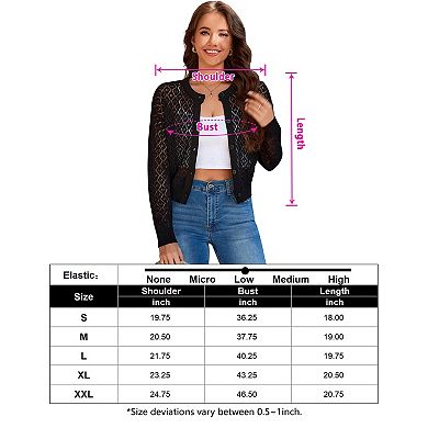 Women Casual Cropped Hollow Out Button Down Cardigan