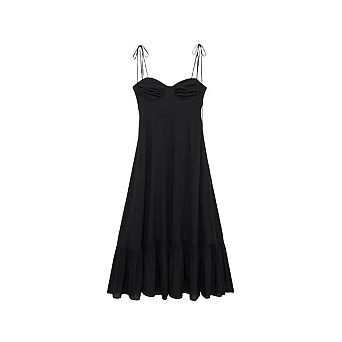 Women's Summer Maxi Dress Adjustable Spaghetti Strap Smocked Ruffle Flowy A-Line Sundress