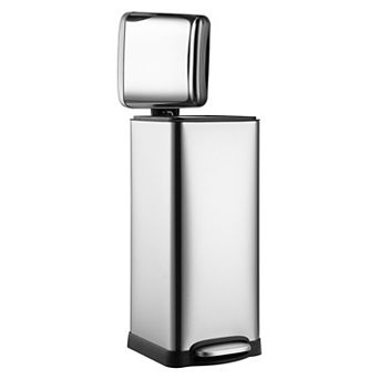 Stainless Steel Kitchen Trash Can 8 Gallon/30L - Rectangular Step Pedal Bin with Soft-Close Lid