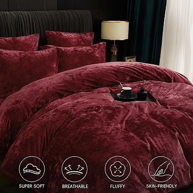 Ultra Soft Velvet Duvet Cover Set, 3pcs King Size, Luxury Bedding, Breathable, Elegant
