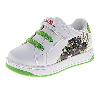 Monster Jam Grave Digger Boys' White Court Sneakers (Toddlers/Little Kids)