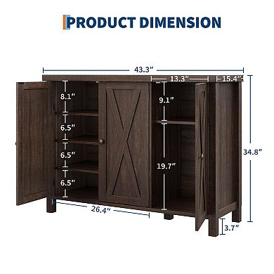 35-in Farmhouse Shoe Cabinet with Doors Large 4-Tier Entryway Shoe Storage Organizer