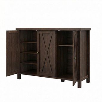 35 in Farmhouse Shoe Cabinet with Doors Large 4 tier Entryway Shoe Storage Organizer