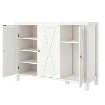 35 in Farmhouse Shoe Cabinet with Doors Large 4 tier Entryway Shoe Storage Organizer