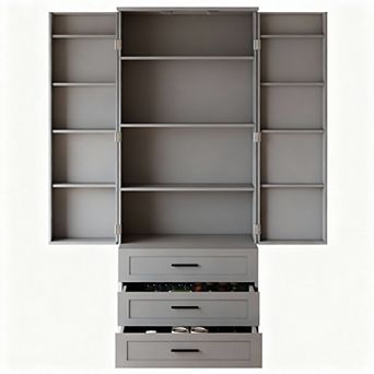 72-inch kitchen storage cabinet with 3 drawers, adjustable shelves, country style