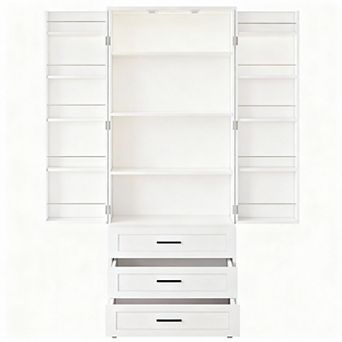 72-inch kitchen storage cabinet with 3 drawers, adjustable shelves, country style