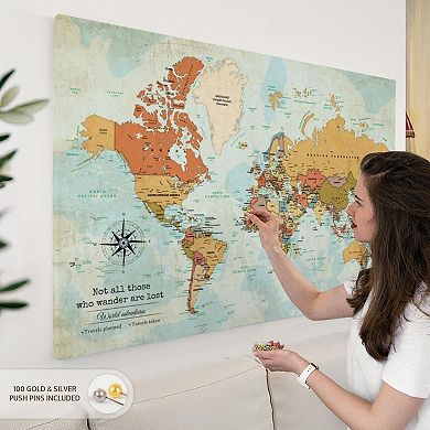 Wanderer Push Pin World Map