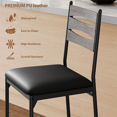 Bar Stools Set, Bar Chairs with Wood Backrest, 22.4" Tall Counter Bar Stools for Counter Bar, Island