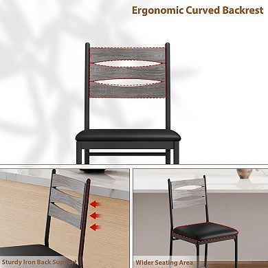 Bar Stools Set, Bar Chairs with Wood Backrest, 22.4" Tall Counter Bar Stools for Counter Bar, Island