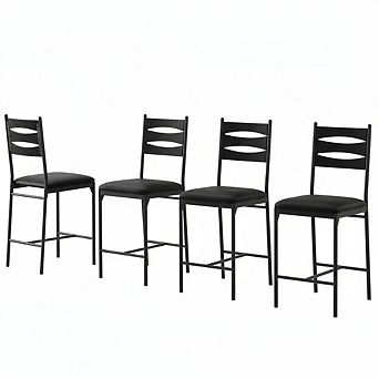 Bar Stools Set, Bar Chairs with Wood Backrest, 22.4" Tall Counter Bar Stools for Counter Bar, Island
