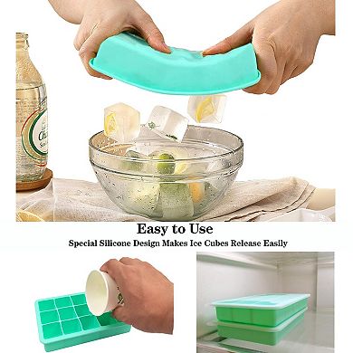 Silicone Ice Cube Trays Easy Release Reusable 2pc