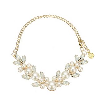 Dog Necklace Collar Gold Chain Pearls Crystal Rhinestones 1 pc