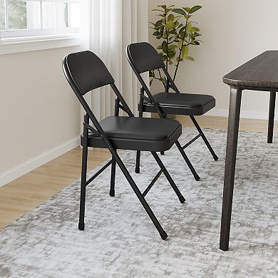 4 Pack Folding Chairs With Padded Cushion and Back,Portable Folding Chair With 350 Lbs Capacity