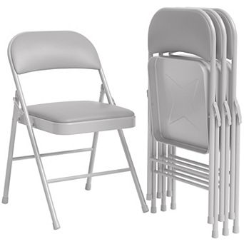 4 Pack Folding Chairs With Padded Cushion and Back,Portable Folding Chair With 350 Lbs Capacity