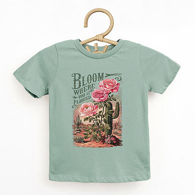 Bloom Where You Are Planted Cactus - Toddler Short Sleeve Graphic T-Shirt