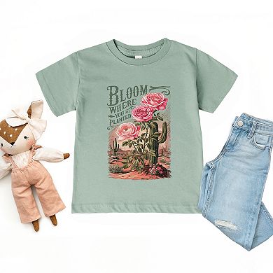 Bloom Where You Are Planted Cactus - Toddler Short Sleeve Graphic T-Shirt