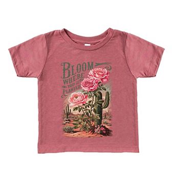 Bloom Where You Are Planted Cactus - Toddler Short Sleeve Graphic T-Shirt