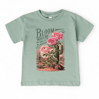 Bloom Where You Are Planted Cactus - Toddler Short Sleeve Graphic T-Shirt