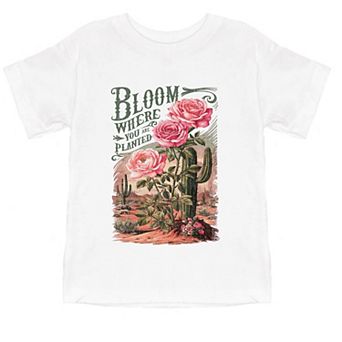 Bloom Where You Are Planted Cactus - Toddler Short Sleeve Graphic T-Shirt
