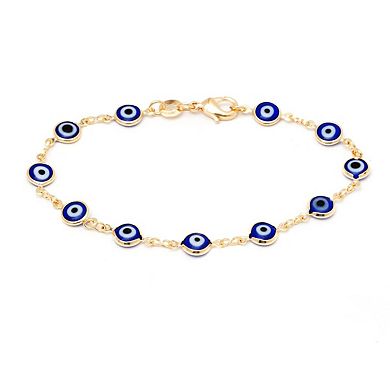 18K Plated Multicolored Evil Eye Bracelet - Durable, Lead & Nickel Free