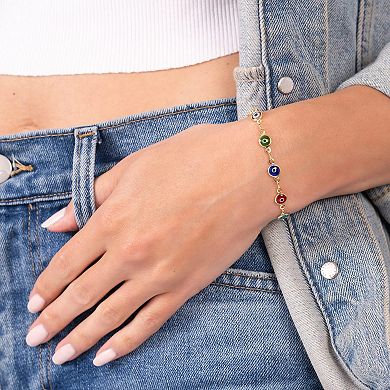 18K Plated Multicolored Evil Eye Bracelet - Durable, Lead & Nickel Free