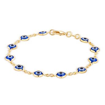 18K Plated Multicolored Evil Eye Bracelet - Durable, Lead & Nickel Free