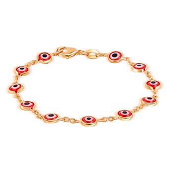 18K Plated Multicolored Evil Eye Bracelet - Durable, Lead & Nickel Free