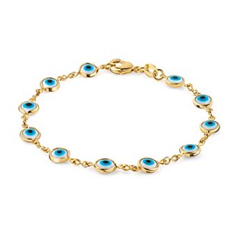 18K Plated Multicolored Evil Eye Bracelet - Durable, Lead & Nickel Free