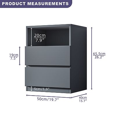 Gray Corner Unit Nightstands, Storage Cabinet End Table, Bedside Table for Living Room, Bed Room