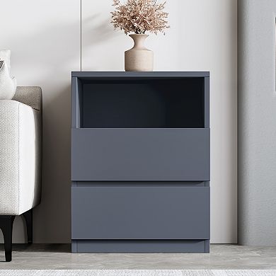 Gray Corner Unit Nightstands, Storage Cabinet End Table, Bedside Table for Living Room, Bed Room