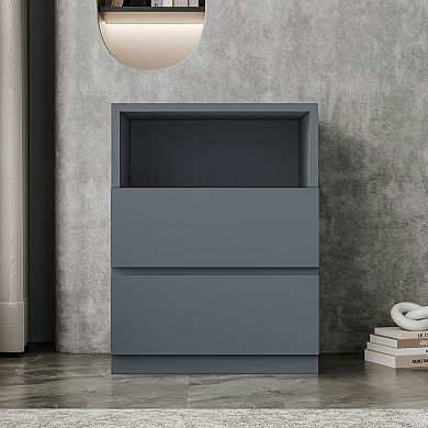 Gray Corner Unit Nightstands, Storage Cabinet End Table, Bedside Table for Living Room, Bed Room