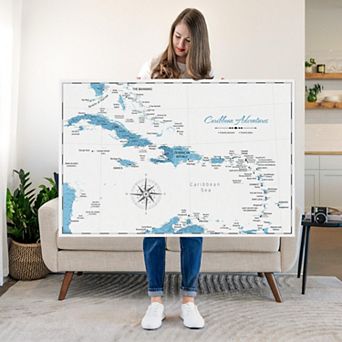 Adventures Baby Blue Push Pin Caribbean Map