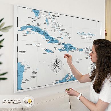 Adventures Baby Blue Push Pin Caribbean Map