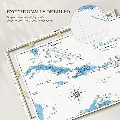 Adventures Baby Blue Push Pin Caribbean Map