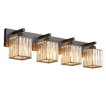 ZLAIQB 4-Light Black Modern Crystal Bathroom Wall Lamp