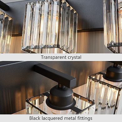 ZLAIQB 4-Light Black Modern Crystal Bathroom Wall Lamp