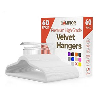 Campior Velvet Hangers, Non-Slip, 360° Swivel Hook, Space-Saving, Pack of 60