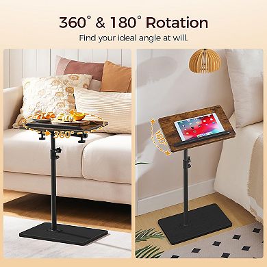 C Shaped TV Tray Table 360° Side Snack Table Small Space