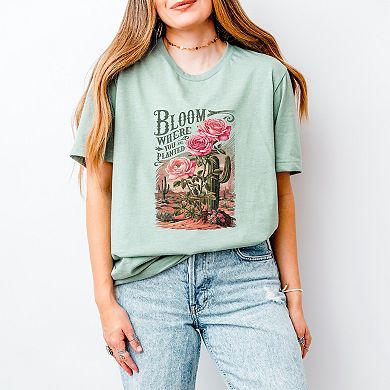 Bloom Where You Are Planted Cactus - Women's Short Sleeve Graphic T-Shirt
