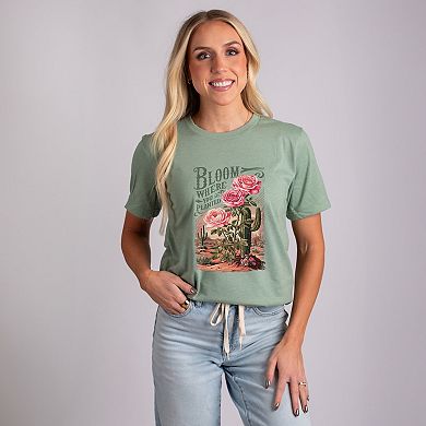 Bloom Where You Are Planted Cactus - Women's Short Sleeve Graphic T-Shirt
