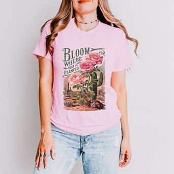 Bloom Where You Are Planted Cactus - Women's Short Sleeve Graphic T-Shirt